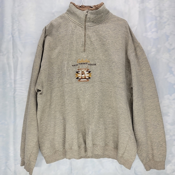 Cabelas Quarter Zip Buck Embroidered Sweater - Picture 2 of 7